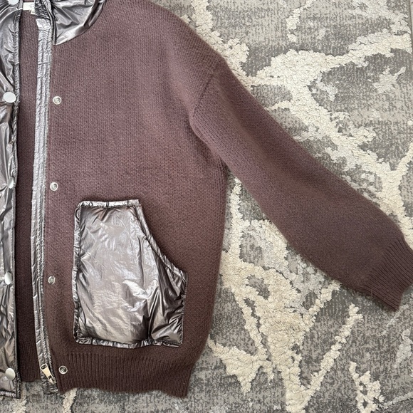 Easel Brown Metallic Sweater Hoodie - Picture 3 of 8